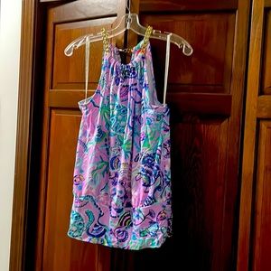 Lilly Pulitzer size small halter top with chain trim. Fish and seashell pattern